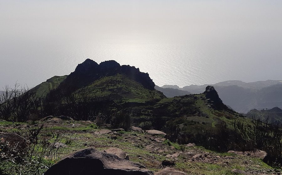 View from Bica da Cana towards the sea at dusk